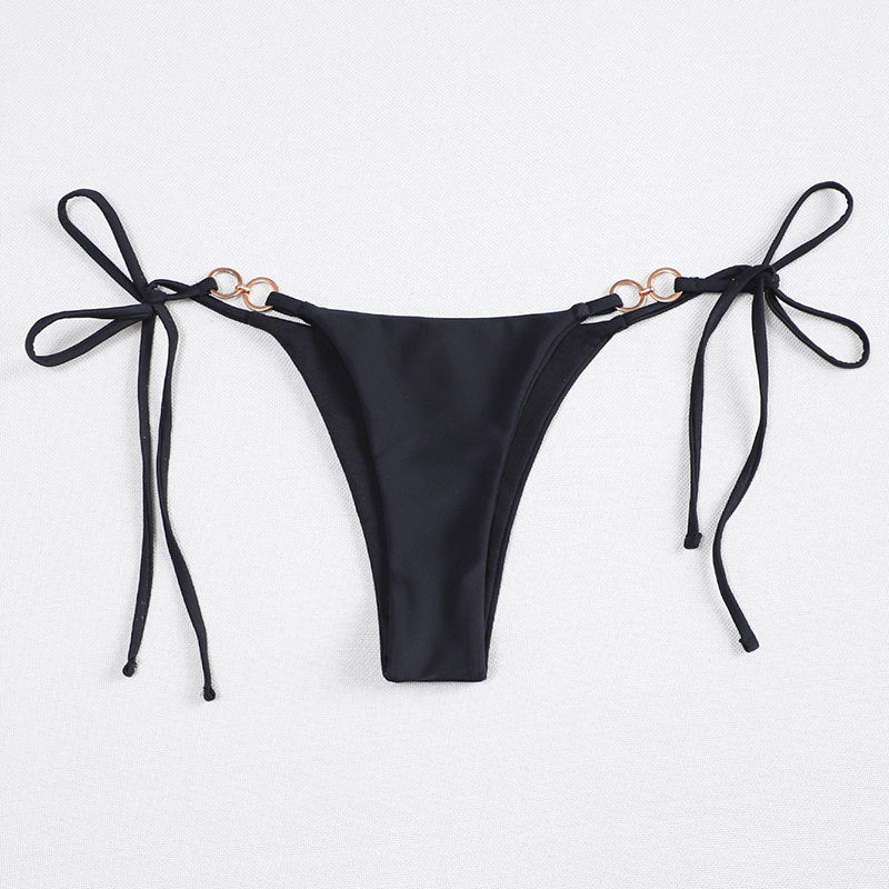 Solid Color Lace up Three Point Sexy Split Bikini Brazilian Beach Triangle Swimming Trunks Swimsuit Bella Mia