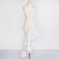 Elegant Simple High Sense Summer round Neck Sleeveless Cropped Outfit Three Dimensional Floral Irregular Asymmetric Dress Bella Mia