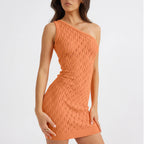 Sexy Hip Summer Women Hollow Out Cutout Shoulder Knitted Dress Women Bella Mia