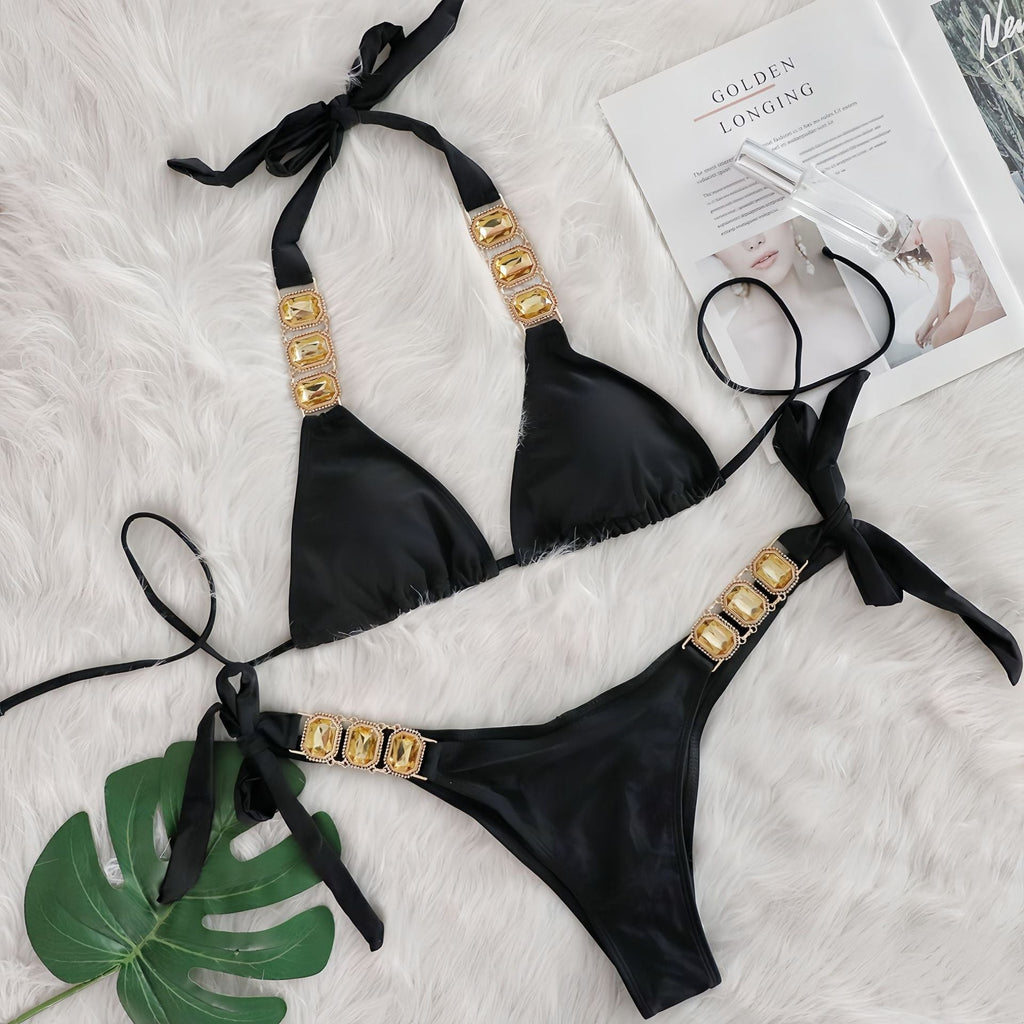 Crystal Diamond Bikini Sexy Women Split Bandage Swimsuit Beach Vacation Swimsuit Bella Mia