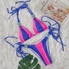 Sexy Crystal Diamond Bikini Solid Color Patchwork Bandage Swimsuit Vacation Split Women Swimsuit Bella Mia