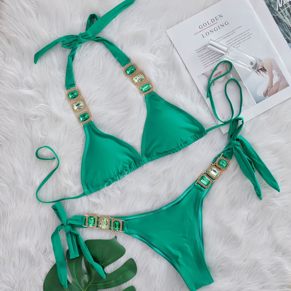 Crystal Diamond Bikini Sexy Women Split Bandage Swimsuit Beach Vacation Swimsuit Bella Mia