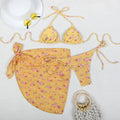 Printed Bikini Three Piece Gauze Skirt Split Sexy Vacation Bikini Swimsuit Bella Mia