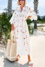 Casual Loose Beach Vacation Blouse Lace Shirt Bella Mia