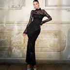 Women Clothing Summer Sexy Lace Stitching Slim Long Sleeve Dress Bella Mia