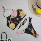 New Bikini Three Piece Swimsuit Women Sexy High Waist Printed Swimsuit Skirt Baroque Bella Mia