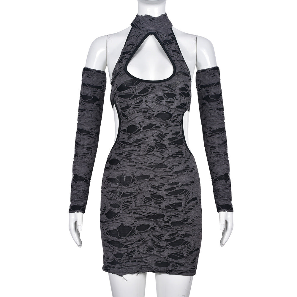 Ripped Autumn Dress Women Wrapped Chest Strap Wansheng Sheath Sexy Dress Women Bella Mia
