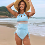 Solid Color Stitching One Piece Swimsuit Accessories Belt One Piece Swimsuit Bella Mia