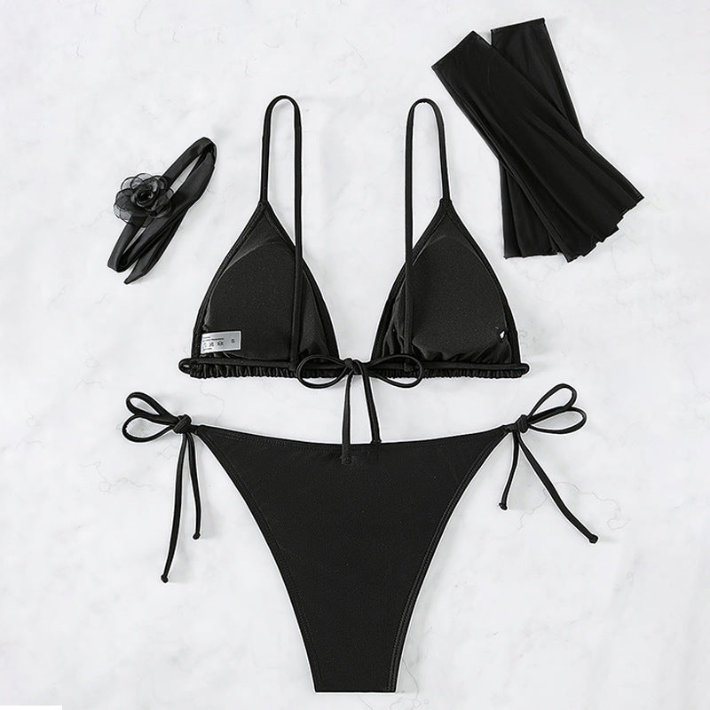 Bikini Four Piece Set Swimwear Solid Color Sexy Bikini Split Swimsuit for Women Bella Mia