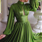Spring Summer Popular Color Tight Waist Halter Large Swing Sexy Avocado Green Dress Maxi Dress for Women Bella Mia
