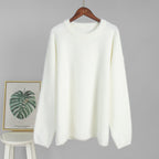 Crew Neck Pullover Sweater Autumn Winter Simple Solid Color Sweater Loose Casual Sweater Bella Mia