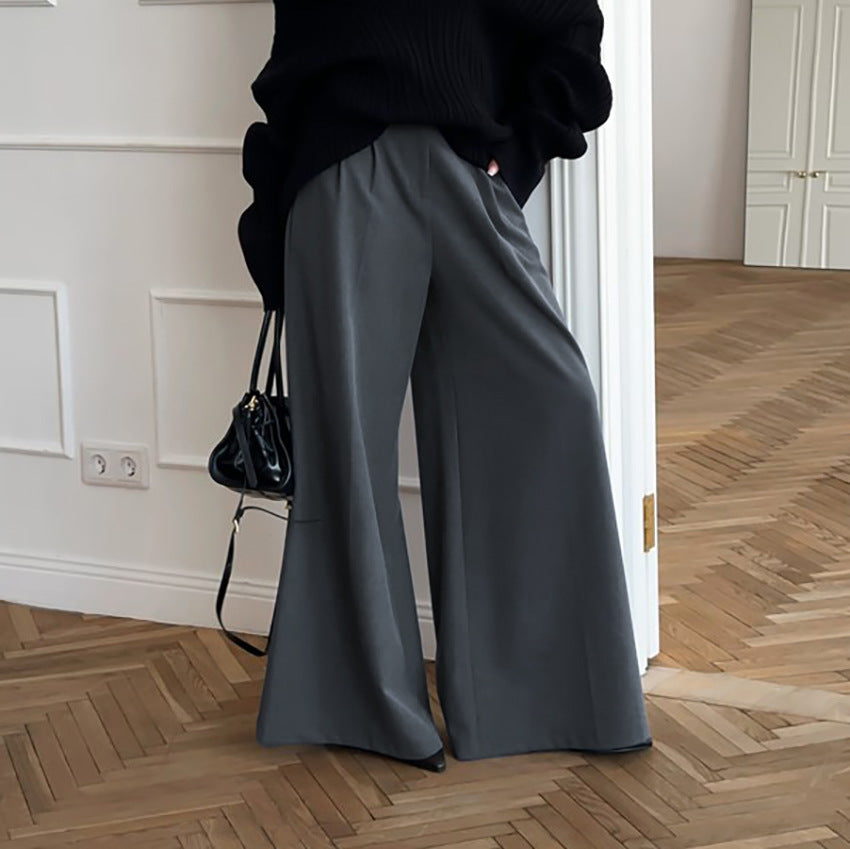 Casual Khaki Fashionable Elegant Wide Leg Pants Autumn Winter All Matching Lazy Office High Waist Work Pant Trousers Bella Mia