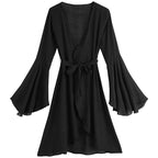 Long Tie Sun Protective Blouse Trumpet Long Sleeved Cardigan Bikini Overskirt Women Summer Bella Mia