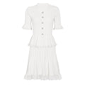 Summer Celebrity Internet Slim Fitting Slimming Fashionable Short Sleeve Collared Lace Dress