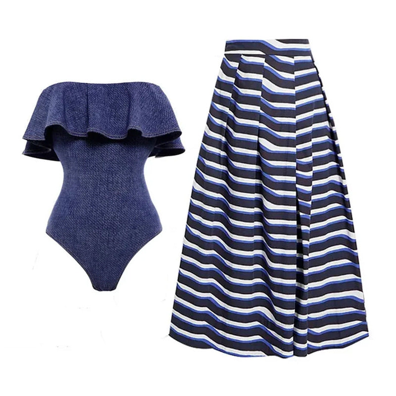 One Piece Swimsuit Women Beach Vacation Skirt Swimsuit Bella Mia