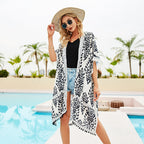 Spring Summer Striped Floral Print Pattern Chiffon Sun Protective Blouse Ball Decorative Cardigan Bella Mia