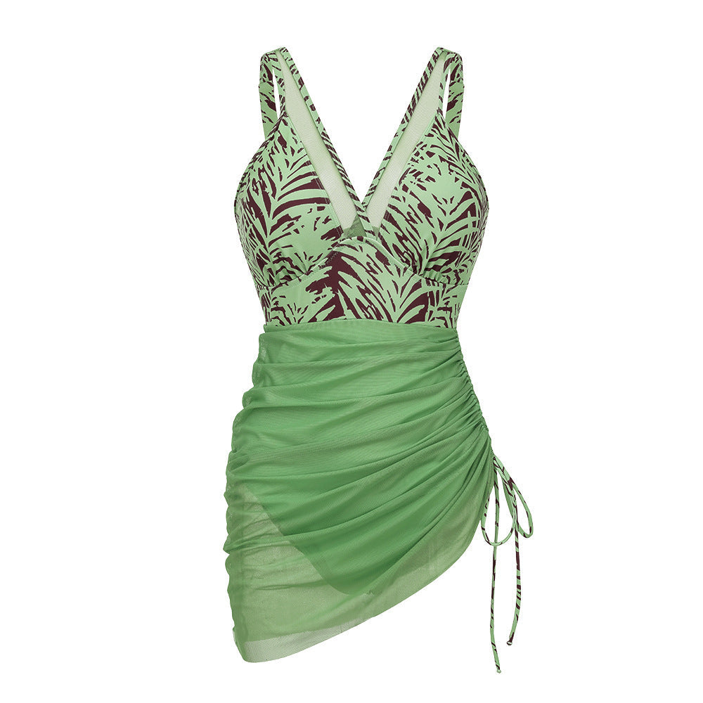 Swimsuit Mesh Stitching One Piece Printed One Piece Swimsuit Women
