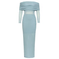 Dress Spring Summer Simple Sexy off the Shoulder Mesh Slim Fit Patchwork Dress for Women Bella Mia