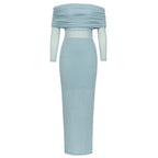 Dress Spring Summer Simple Sexy off the Shoulder Mesh Slim Fit Patchwork Dress for Women Bella Mia