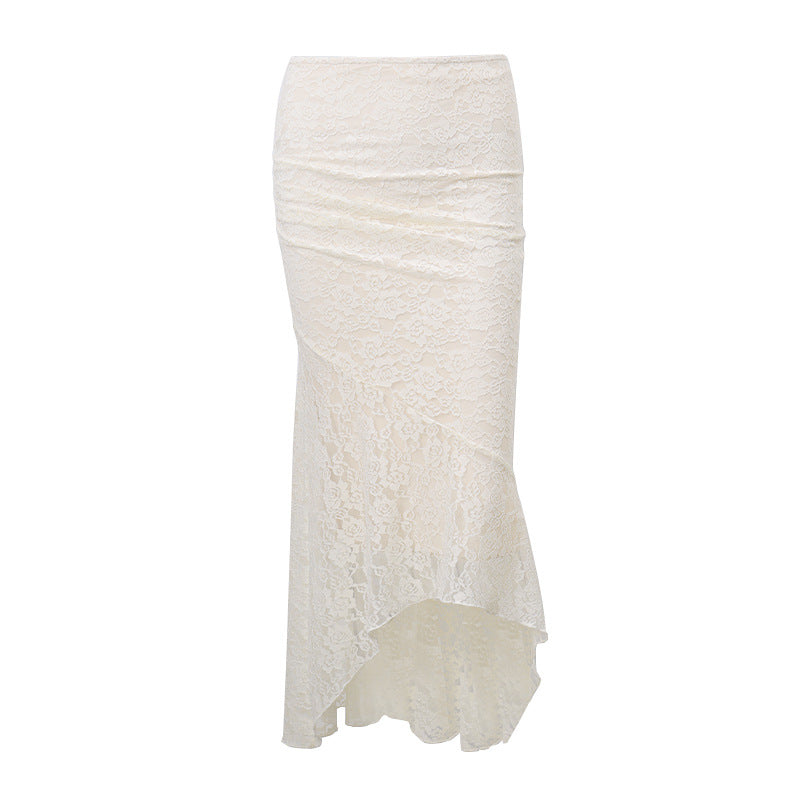 Women Clothing Autumn Sexy Pleated Strap Top French Lace Skirt Set Bella Mia
