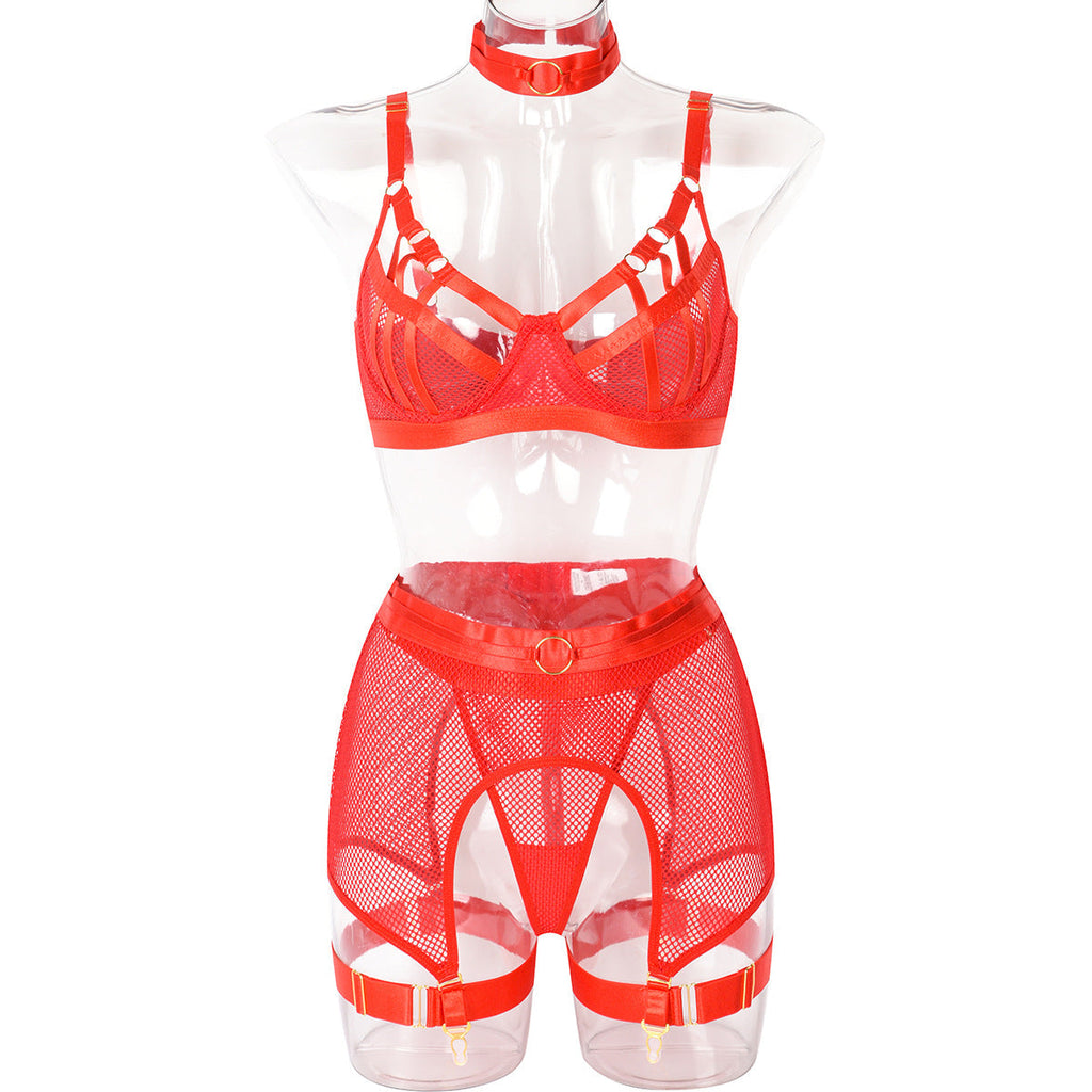 Sexy Four Piece Set Export Heavy Craft Interwoven Bra Soft Net Sexy Underwear Bella Mia