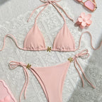Sexy Exposed Back Women Summer Beach Solid Color Bikini Bella Mia
