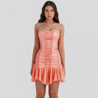 Summer Sexy Women Clothing Sexy Tube Top Lace up Backless Chiffon Stitching Sexy Dress Women Bella Mia