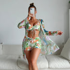 Swimsuit Women Split Three Piece Boxer Shorts Bikini Printed Rope Net Red Swimsuit Bella Mia