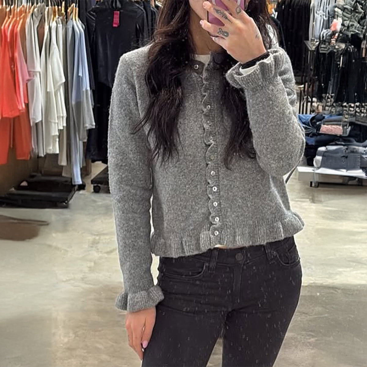 Casual Vacation Solid Color Wool Button Long Sleeved Top Sweaters Women Clothing Autumn Winter Bella Mia