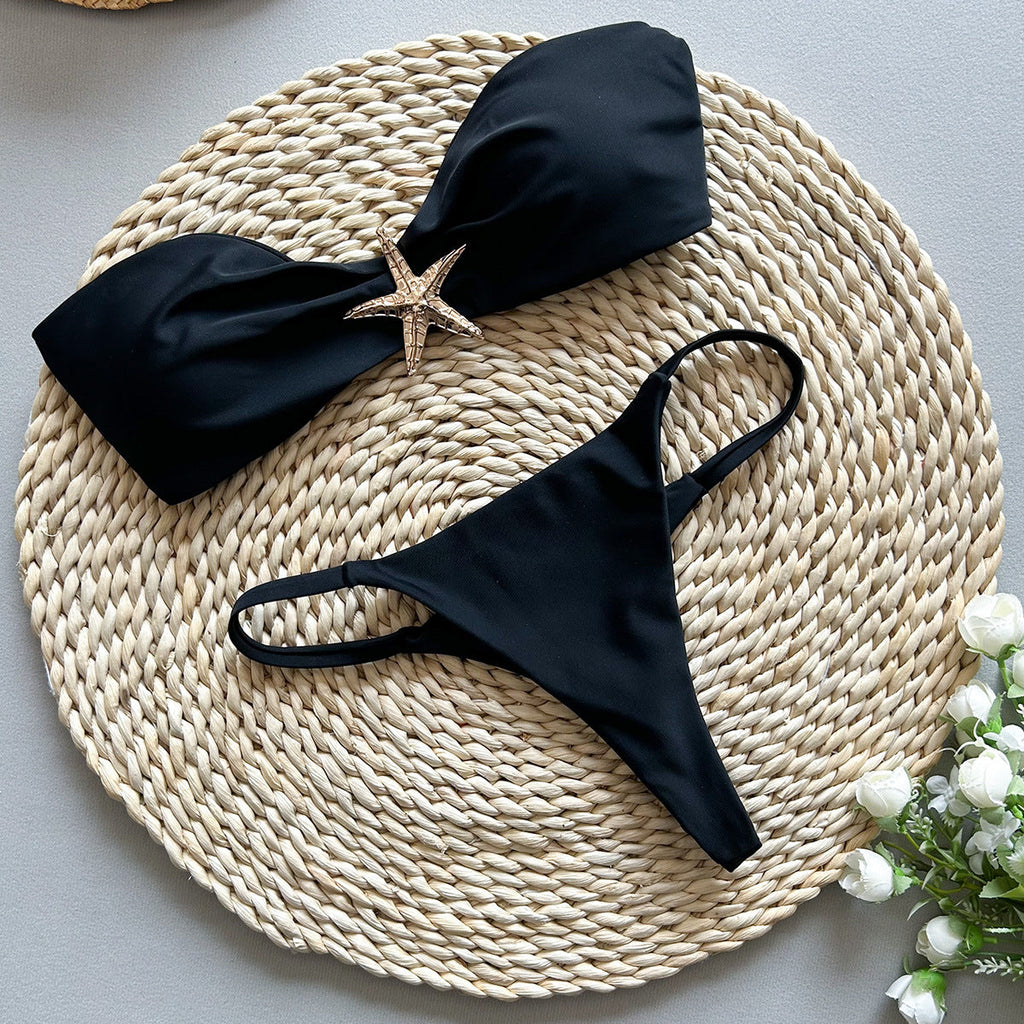 Bikini Sexy Bikini Solid Color Tube Top Split Women Swimsuit Swimsuit Women Bella Mia