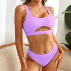 Swimsuit Women Bikini Solid Color Rib Fabric Bikini Swimsuit Bella Mia