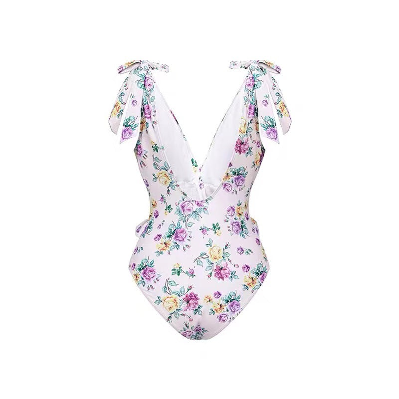 One Piece Swimsuit Women Skinny Slimming Retro Tied Swimsuit Suit Chiffon Bella Mia