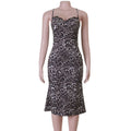 Spring Summer Lace Leopard Print Sexy Backless Lace up Slim Dress