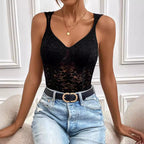 Summer Women Lace Sleeveless Solid Color Jumpsuit Bella Mia