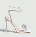 High Heel Sandals Women Heels Rhinestone Bow 11cm Stiletto Heel Square Toe Rhinestone Clear Heel Women Bella Mia