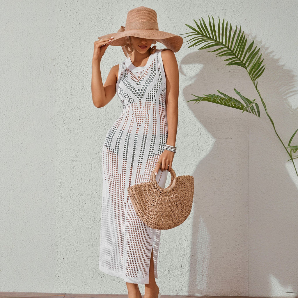 Beach Dress Women Solid Color Sexy Knitted Beach Bikini Swimsuit Blouse Sun Protective Clothing Bella Mia