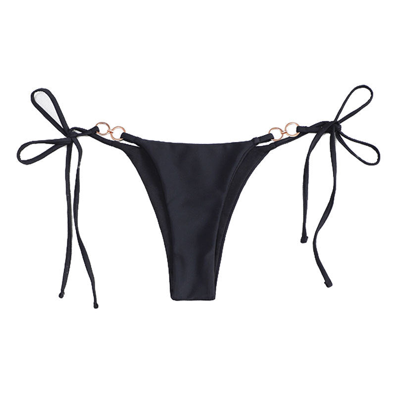 Solid Color Lace up Three Point Sexy Split Bikini Brazilian Beach Triangle Swimming Trunks Swimsuit Bella Mia
