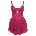 Spring Women Clothing Sexy V neck Lace Mesh Patchwork Backless Strap Dress Women Bella Mia