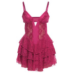 Spring Women Clothing Sexy V neck Lace Mesh Patchwork Backless Strap Dress Women Bella Mia
