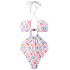 Sexy Double Sided One Piece Swimsuit Pleated Halter Bikini Suit Chiffon Dress Bella Mia