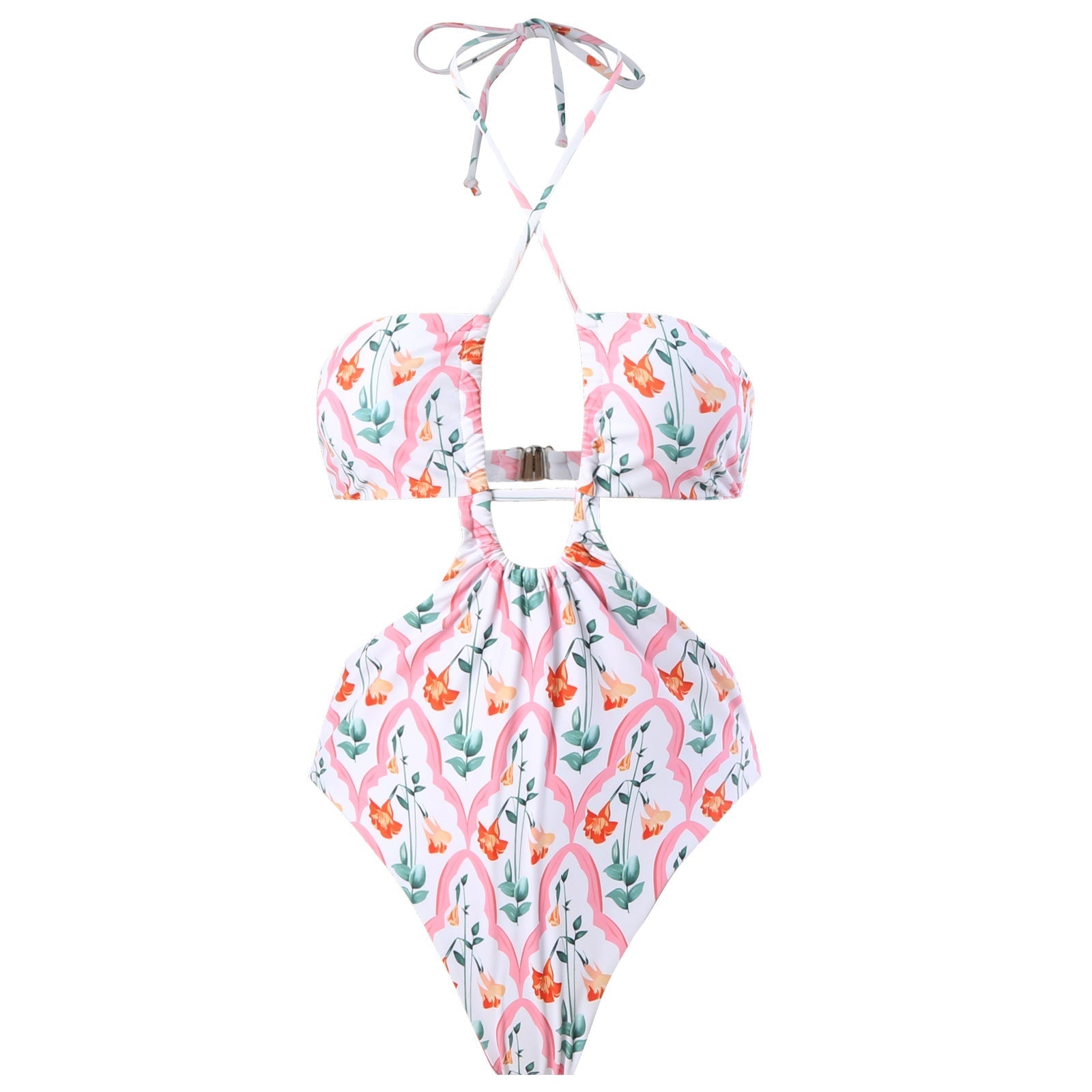 Sexy Double Sided One Piece Swimsuit Pleated Halter Bikini Suit Chiffon Dress Bella Mia