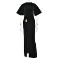 Arrival Pleated round Neck Dress Women Sexy High Split Hip Bag Dress Bella Mia