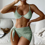 Women Swimsuit Three Piece Suit Sexy Halter Tulle Skirt Bikini Split Bikini Swimsuit Bella Mia