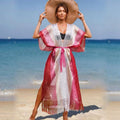 Mesh Color Matching Beach Cover up Sexy Cardigan Loose Fitting Tassel Sun Protection Shirt Beach Cover Up Bella Mia