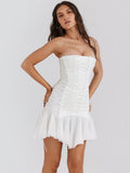 Summer Sexy Women Clothing Sexy Tube Top Lace up Backless Chiffon Stitching Sexy Dress Women Bella Mia