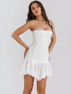 Summer Sexy Women Clothing Sexy Tube Top Lace up Backless Chiffon Stitching Sexy Dress Women Bella Mia