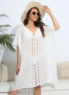 Women Blouse Women Clothing Crochet Stitching Loose Dress Beach Bikini Cover up Bella Mia