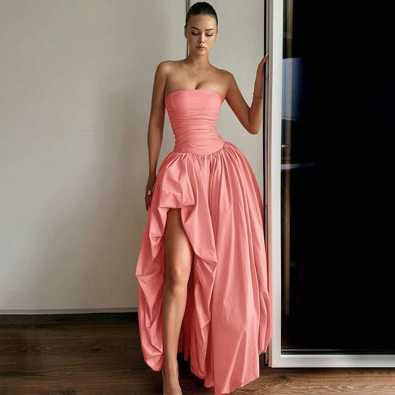 Tube Top Sleeveless Irregular Asymmetric Puffy Hem Dress Summer Slim Dress Bella Mia
