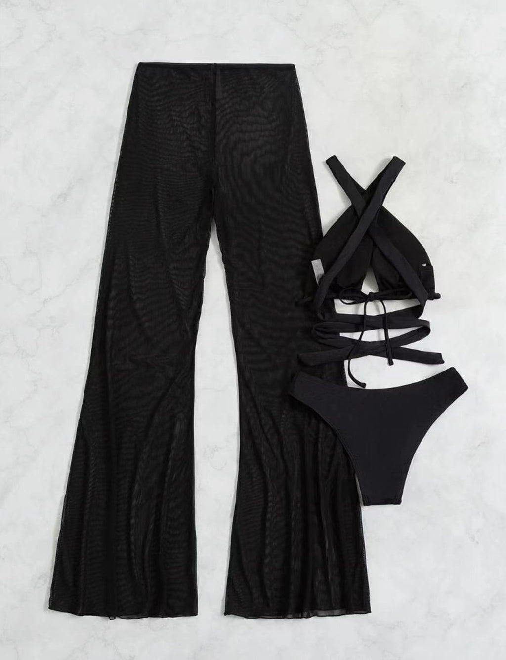 Sexy Backless Transparent Three Piece Set Bella Mia