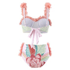 Three Piece Set Swimsuit Customized Printed Steel Bracket Push up Petals Gauze Skirt Swimsuit Women Bella Mia